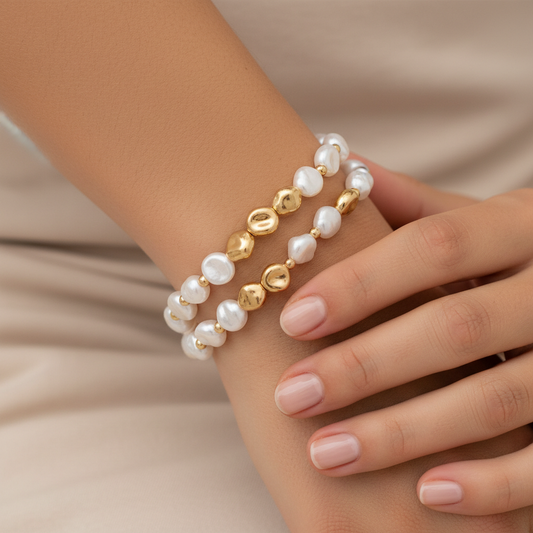 Baroque Pearl Fashion Stretch Bracelet Set