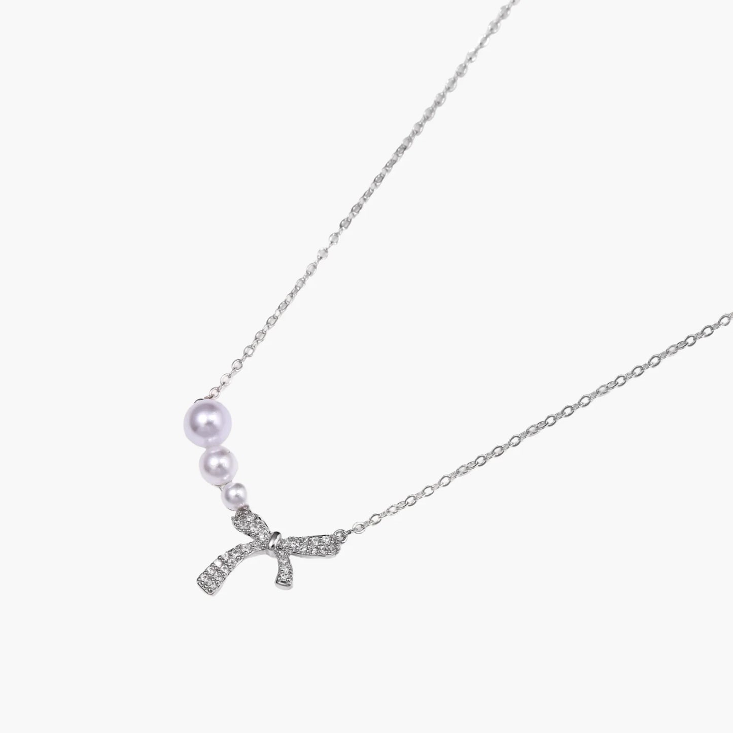 Freshwater Pearl & Pave Bow Dreams Necklace
