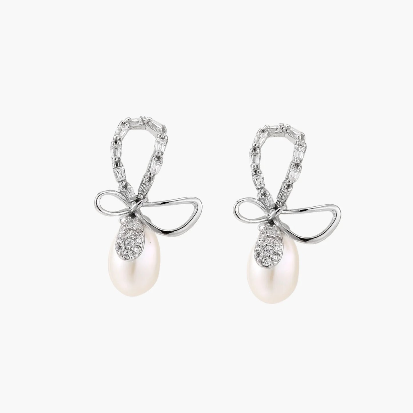 Crystal Bow Pearl Drops