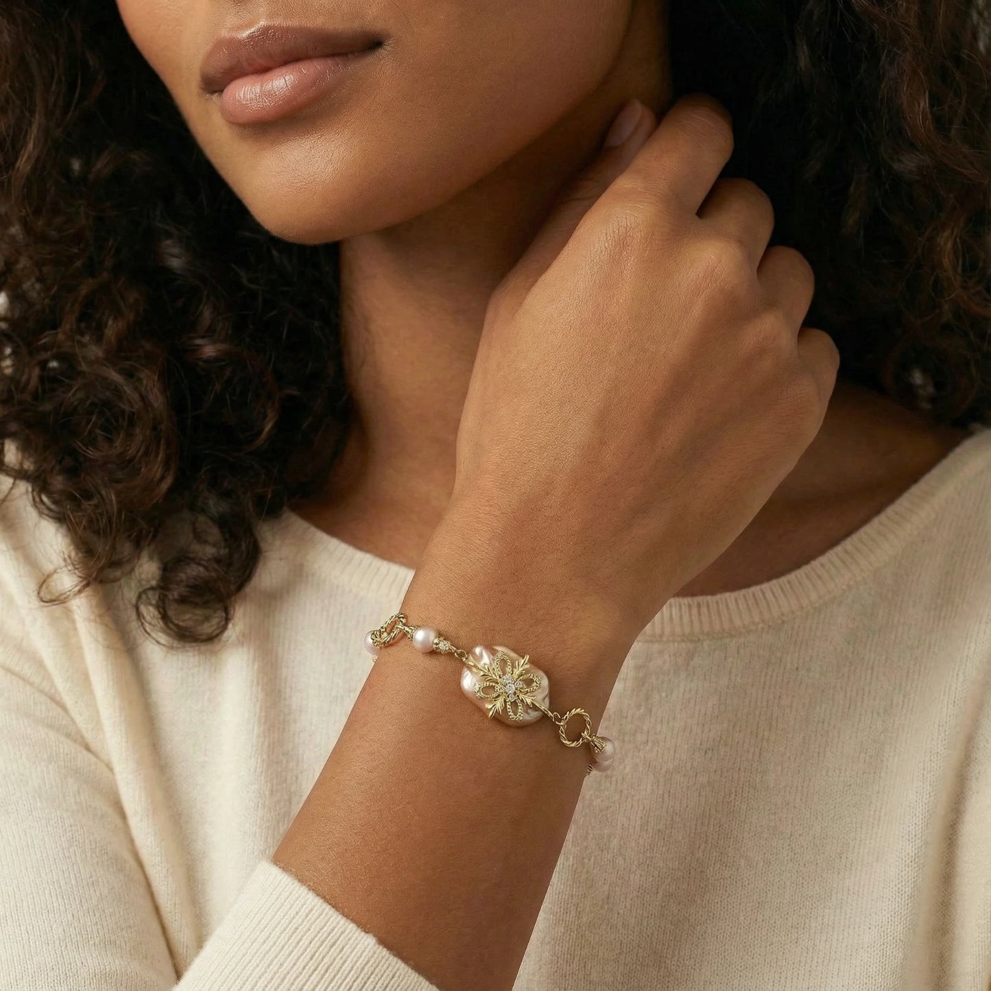 Baroque Pearl Bloom Bracelet by Gabriella's Jewels