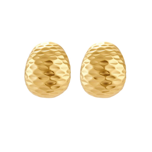 Hammered 18K Gold- Sterling Silver Huggie Earrings