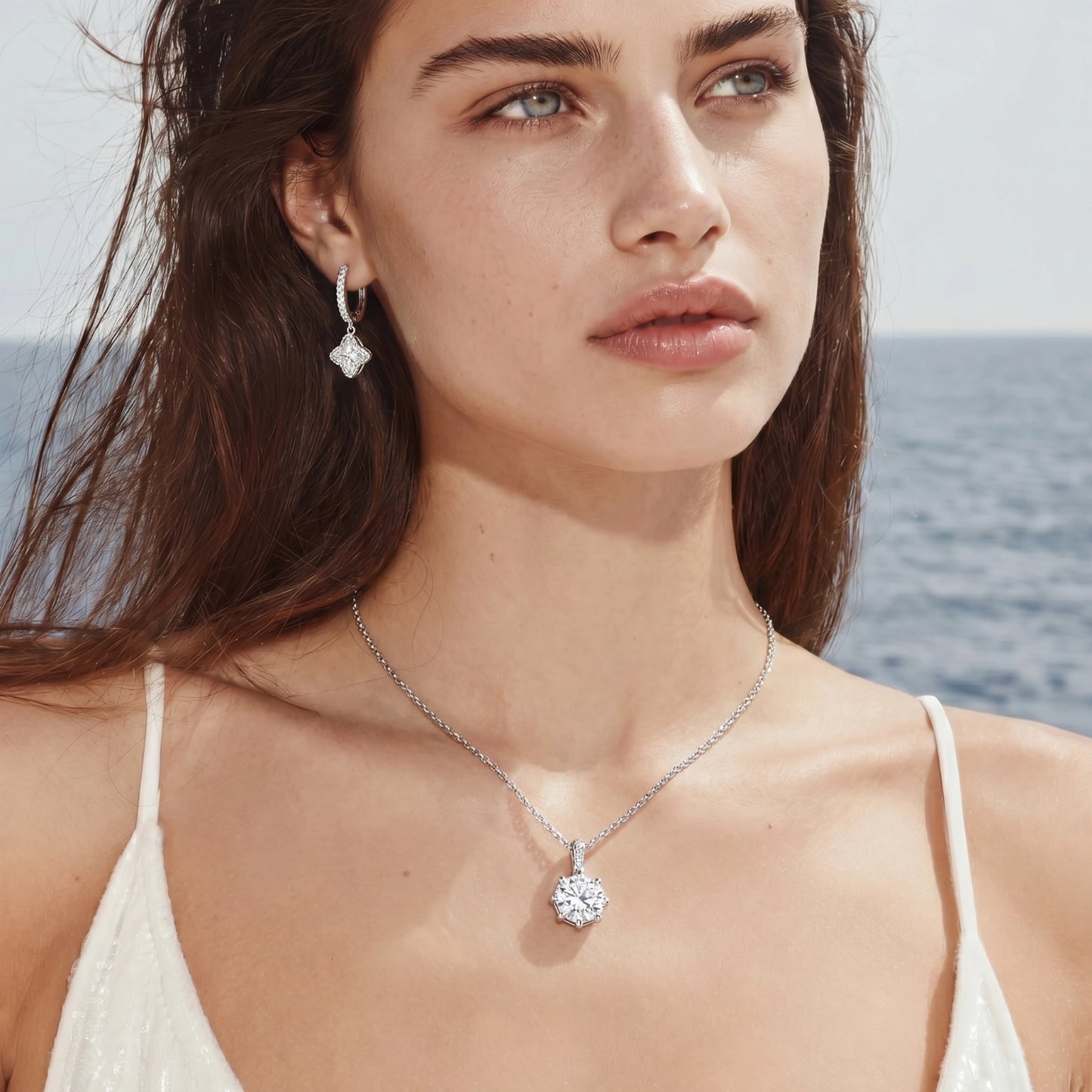 Diamond Dangle Huggies by Gabriella's Jewels