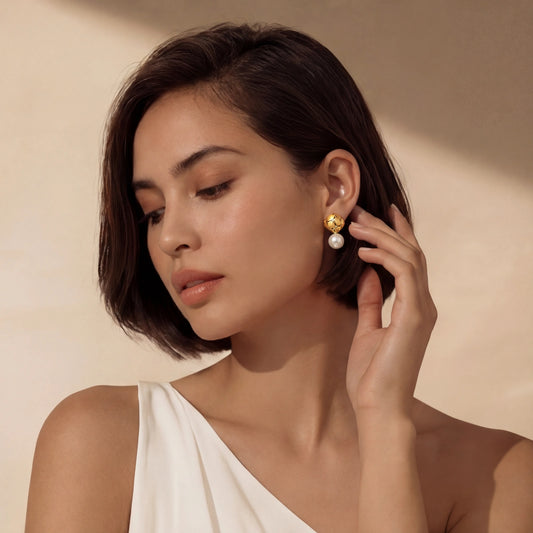 Petal Drop Pearl Earrings by Gabriella's Jewels