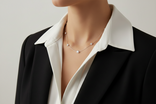 Sterling Silver Necklace Tarnish Resistant Bezel Set Sparkling CZ Necklace