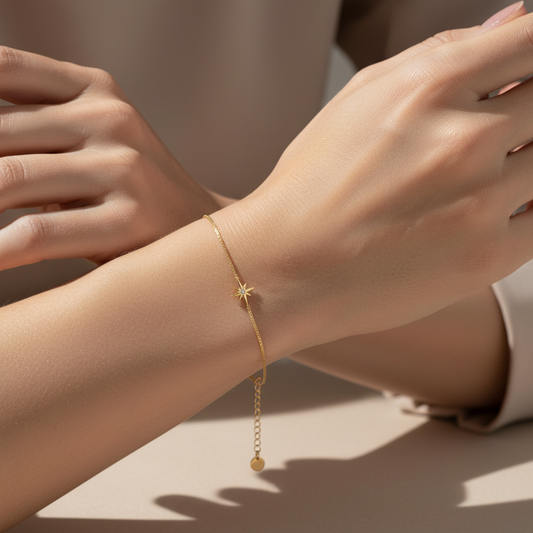 Italian 14 Karat Gold Plated CZ Star Bracelet