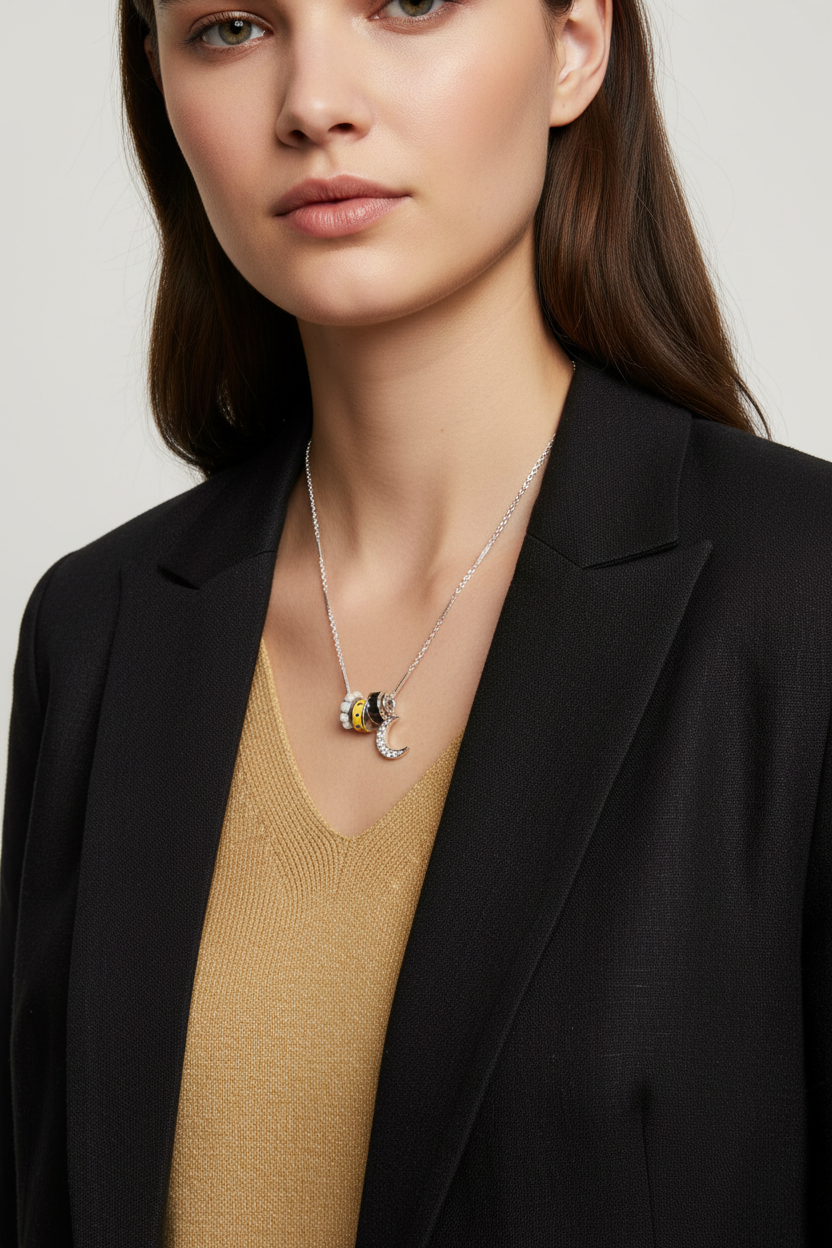 Midnight Marvels! 18" Sterling Silver .925e Charm Necklace