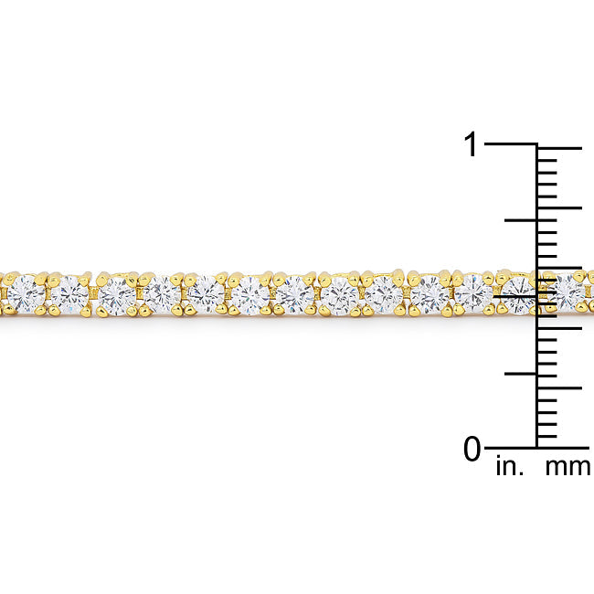 18K Plated Yellow Gold CZ Tennis 8 Inch Bracelet