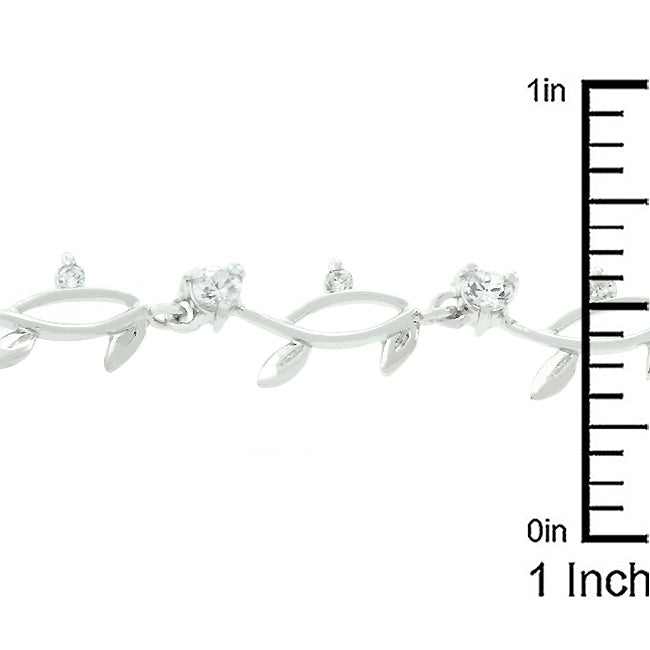 Nathans Elegant Silver Floral Vine Cubic Zirconia Tennis Bracelet