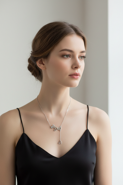 925 Sterling Silver Heart Y-Necklace