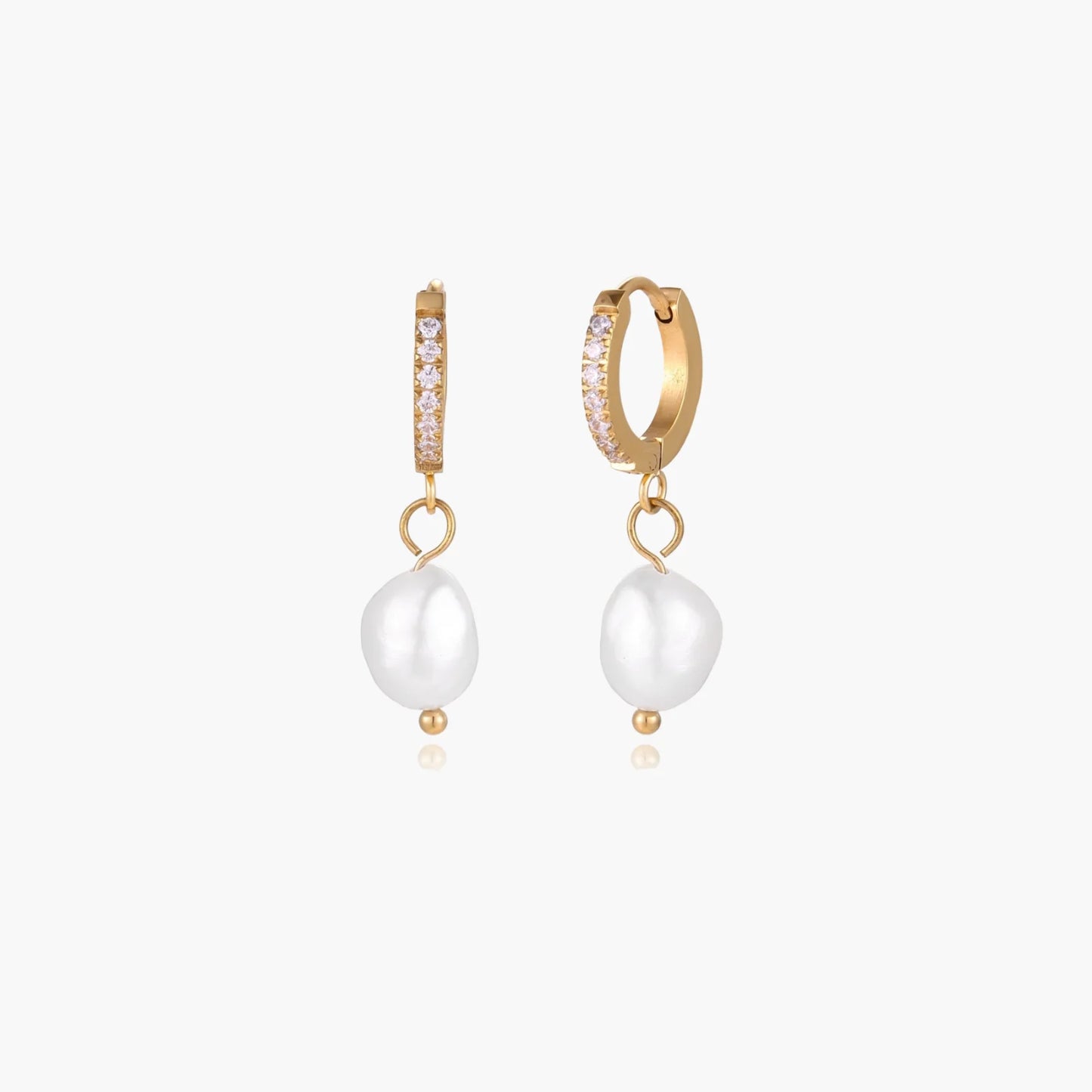 Lola Freshwater Pearl  18K Gold / Stainless Drop Hoops