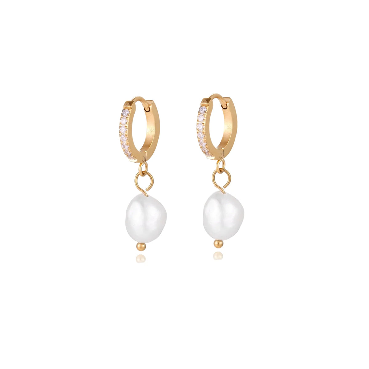 Pearl Drop Hoops by Gabriella's Jewels