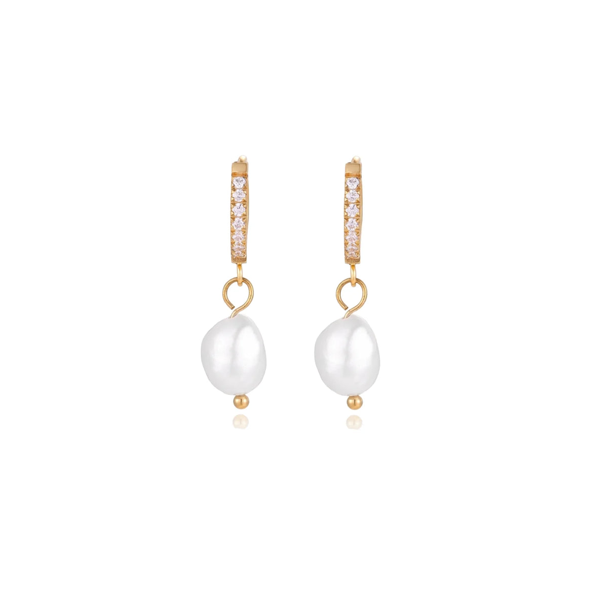 Pearl Drop Hoops by Gabriella's Jewels