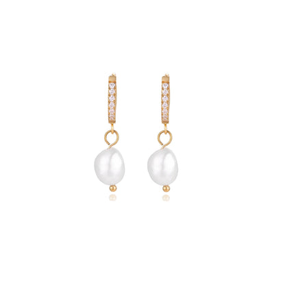 Pearl Drop Hoops by Gabriella's Jewels