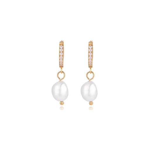 Pearl Drop Hoops by Gabriella's Jewels