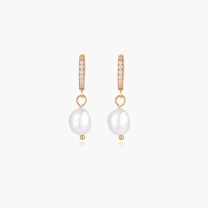 Lola Freshwater Pearl  18K Gold / Stainless Drop Hoops
