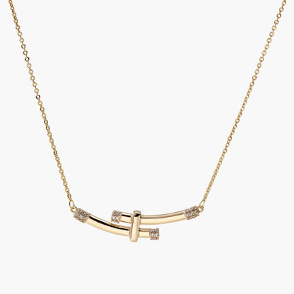 Bamboo Crystal Arc Necklace