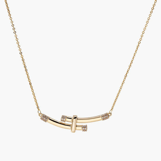 Bamboo Crystal Arc Necklace