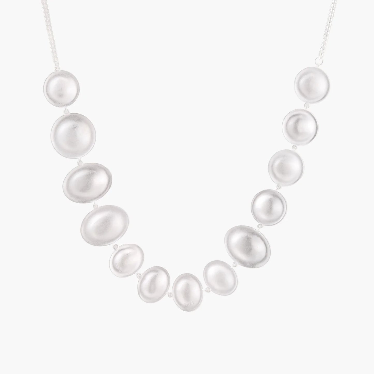 Pearlescent Sterling Silver Bubbles Arc Statement Necklace
