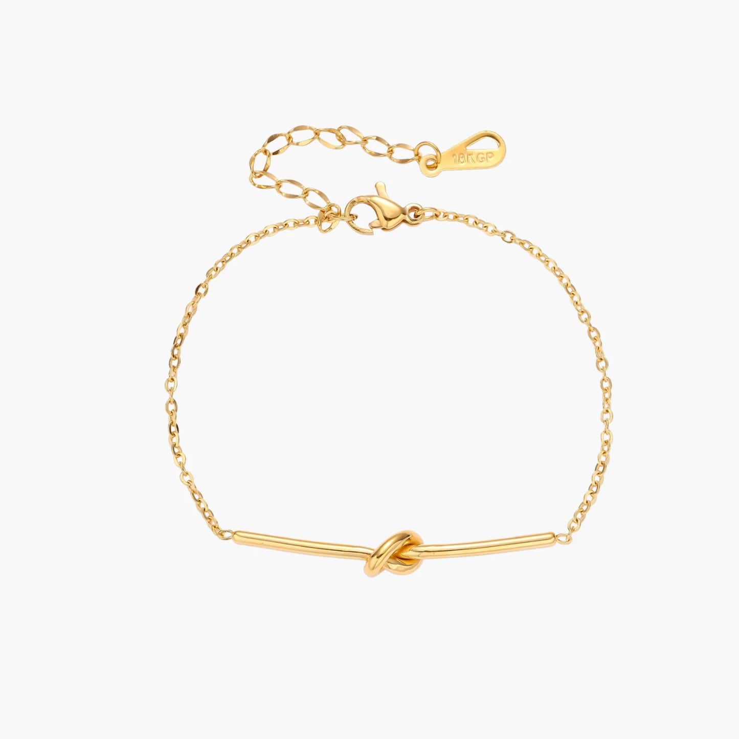 Twisted Knot 18K Gold Plate  Bar Bracelet