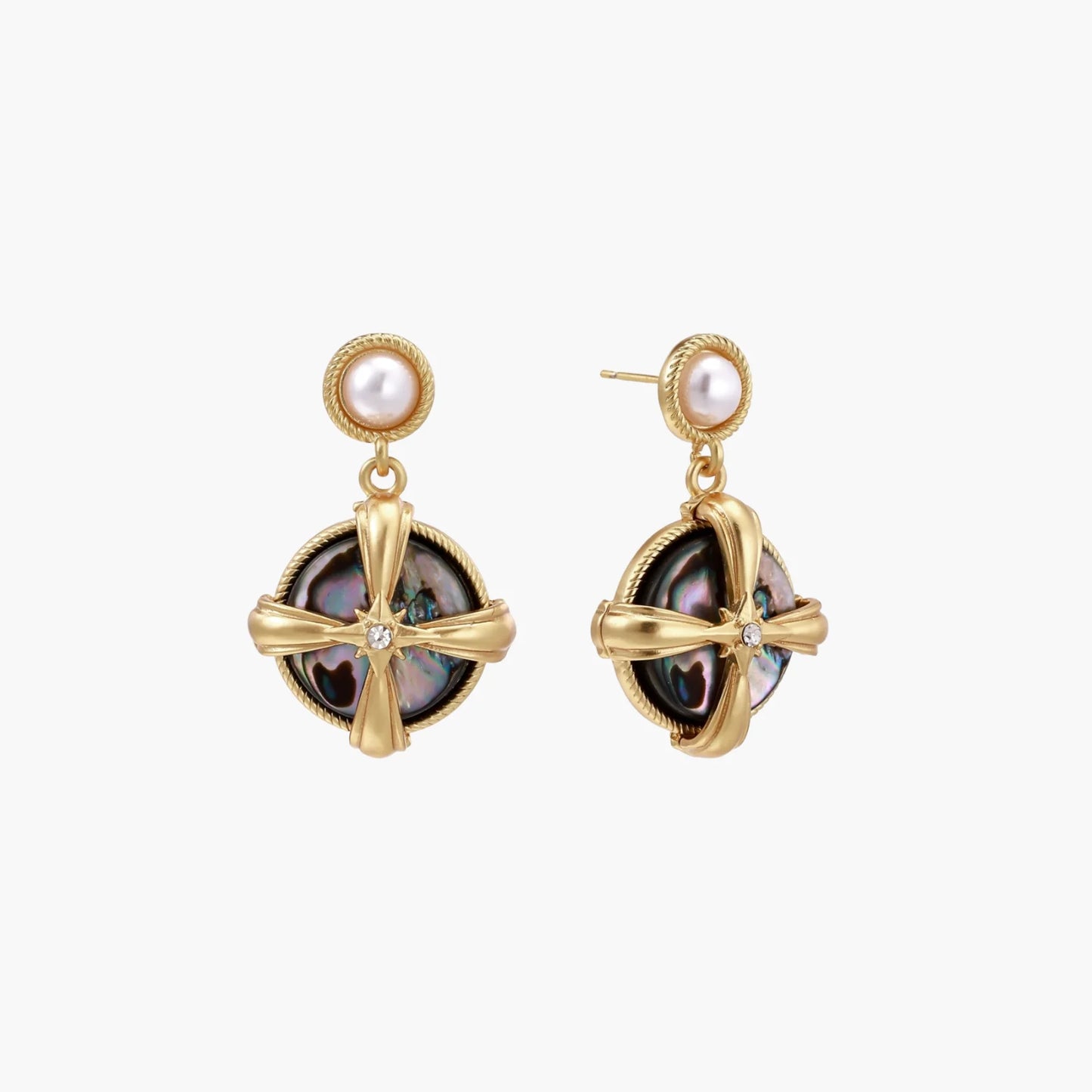 Pearl Abalone Cross Drops