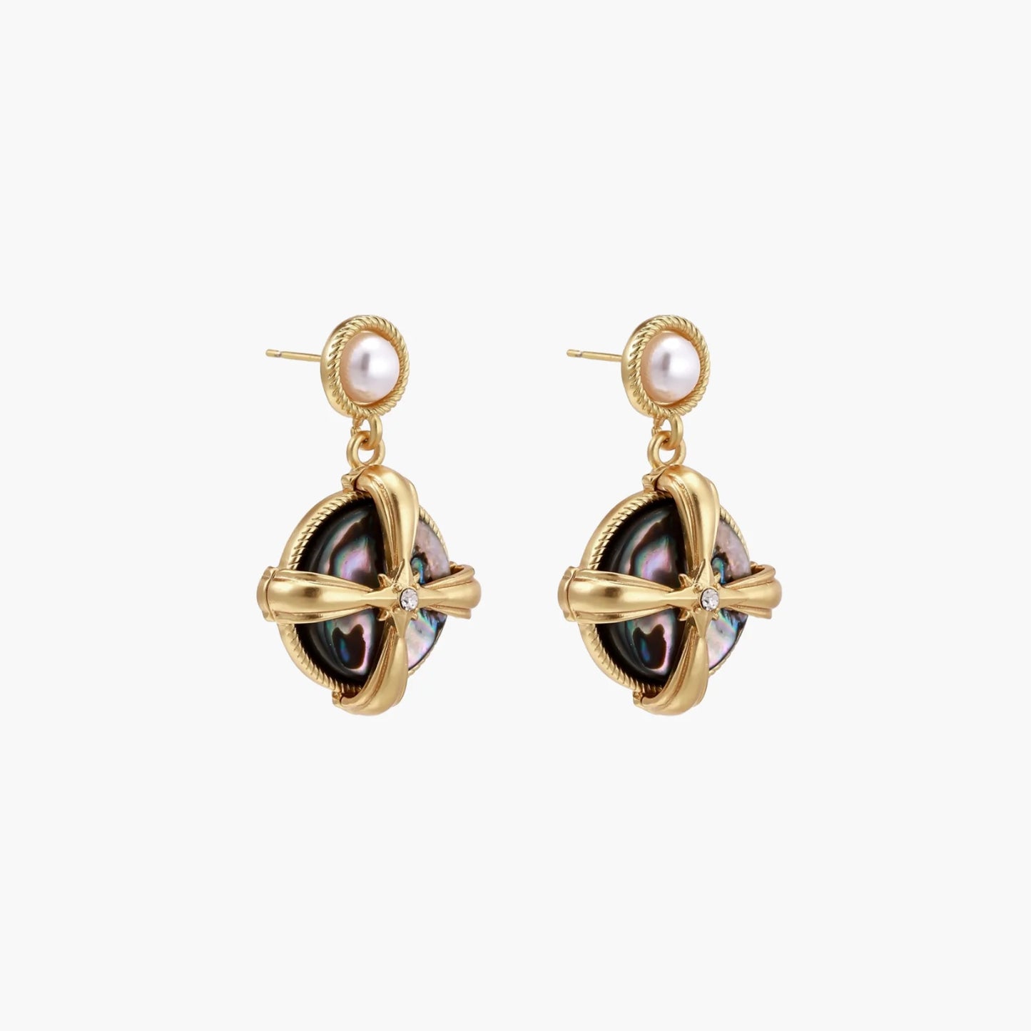 Pearl Abalone Cross Drops