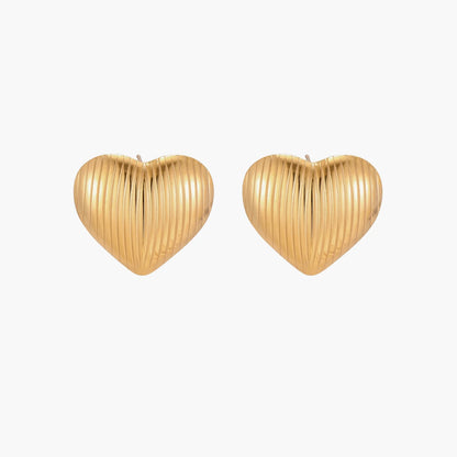 Textured Heart Stud Earrings