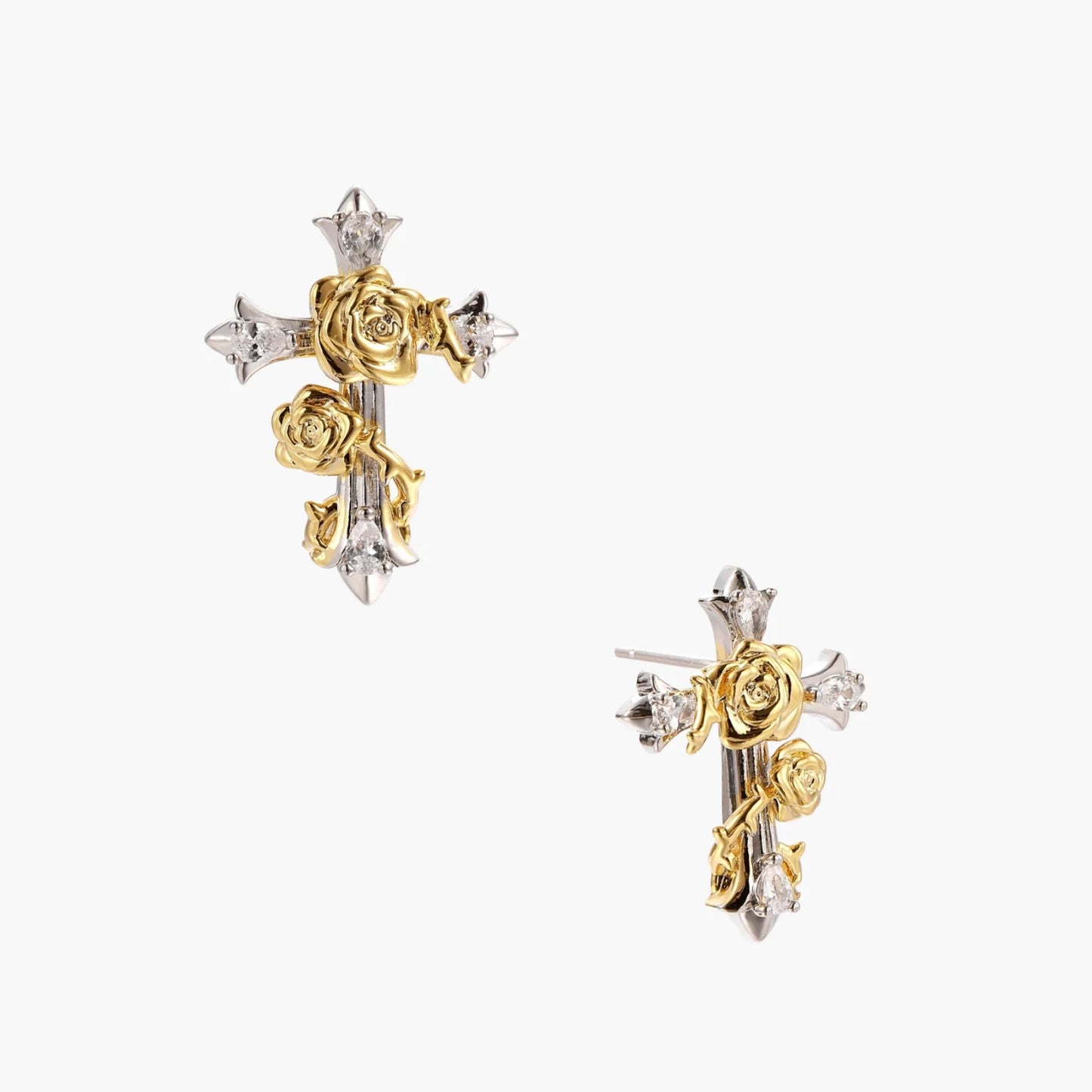 Divine Rose Cross Earrings