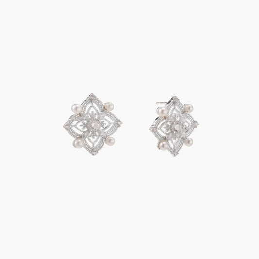 Celestial Pearl Cross Studs