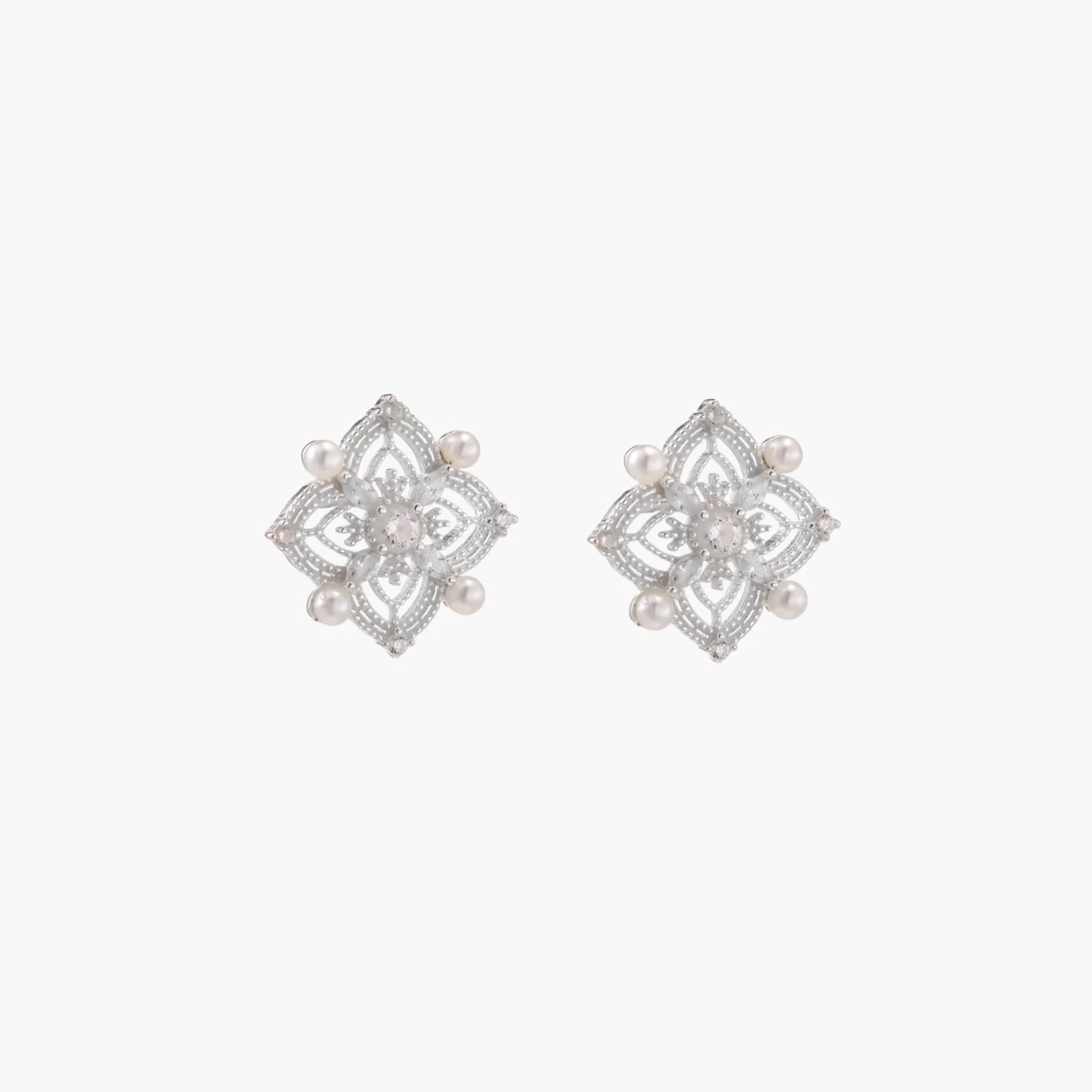 Celestial Pearl Cross Studs