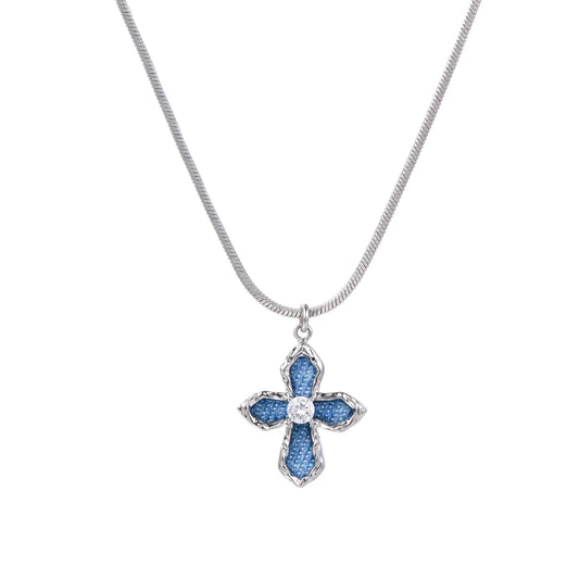 Denim Cross Necklace by Gabriella's Jewels