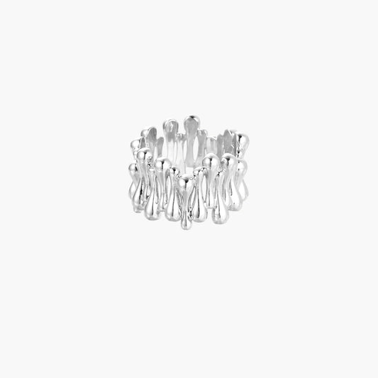 Sculpted Waves White Gold Modern Ring