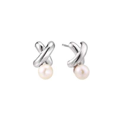 Infinity Pearl Studs by Gabriella's Jewels