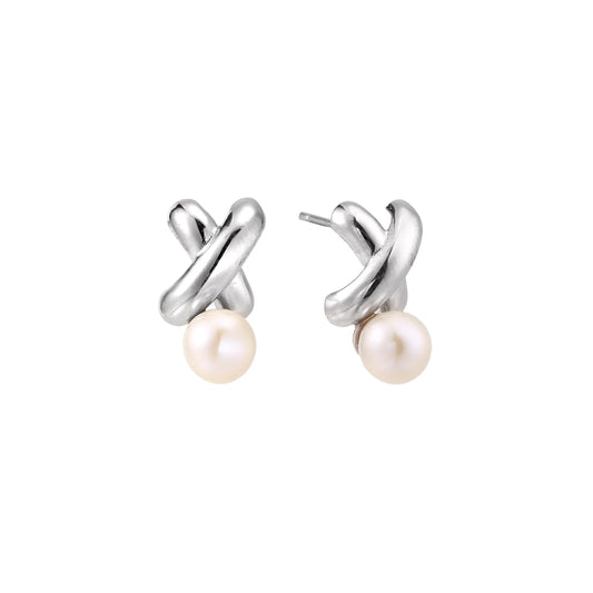 Infinity Pearl Studs by Gabriella's Jewels