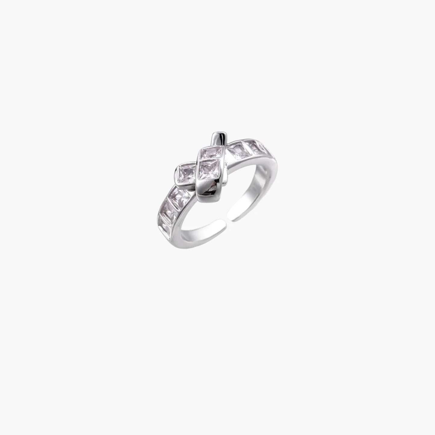 Modern White Gold and CZ Ring
