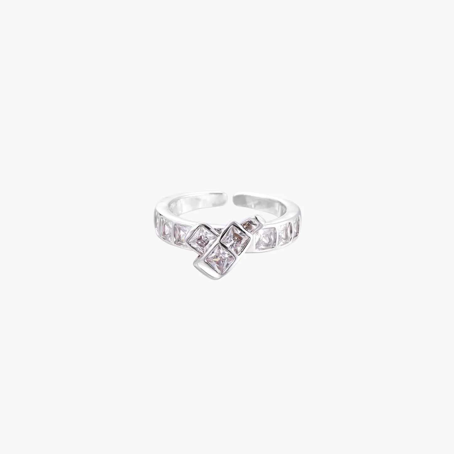Modern White Gold and CZ Ring