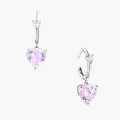 Pink Heart Drop Hoops