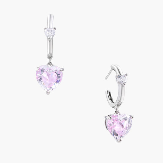 Pink Heart Drop Hoops
