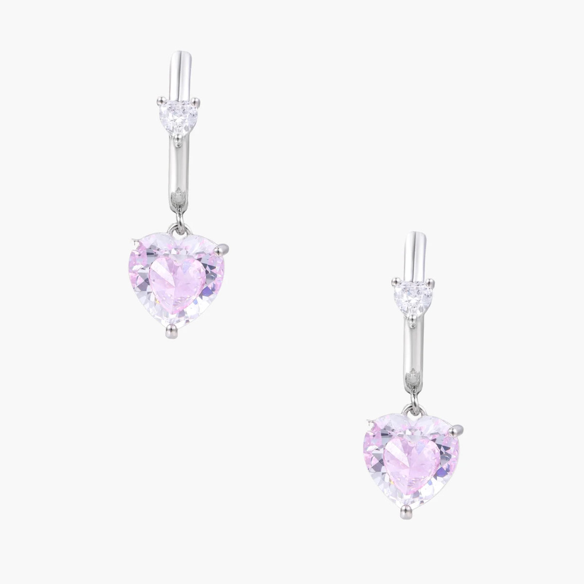 Pink Heart Drop Hoops