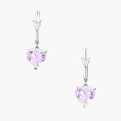Pink Heart Drop Hoops