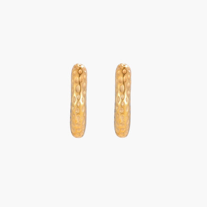 Hand-textured 14K Gold and Steel Dimpled Glow Hoops
