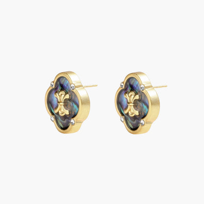French Inspired Mystic Shell Quatrefoil Studs