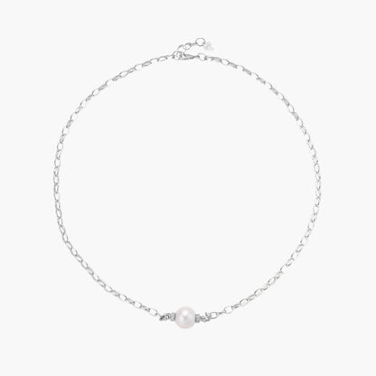 Luminous Freshwater Pearl Sterling Silver Chain Necklace