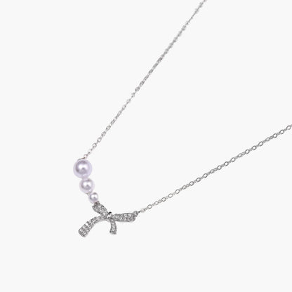 Freshwater Pearl & Pave Bow Dreams Necklace