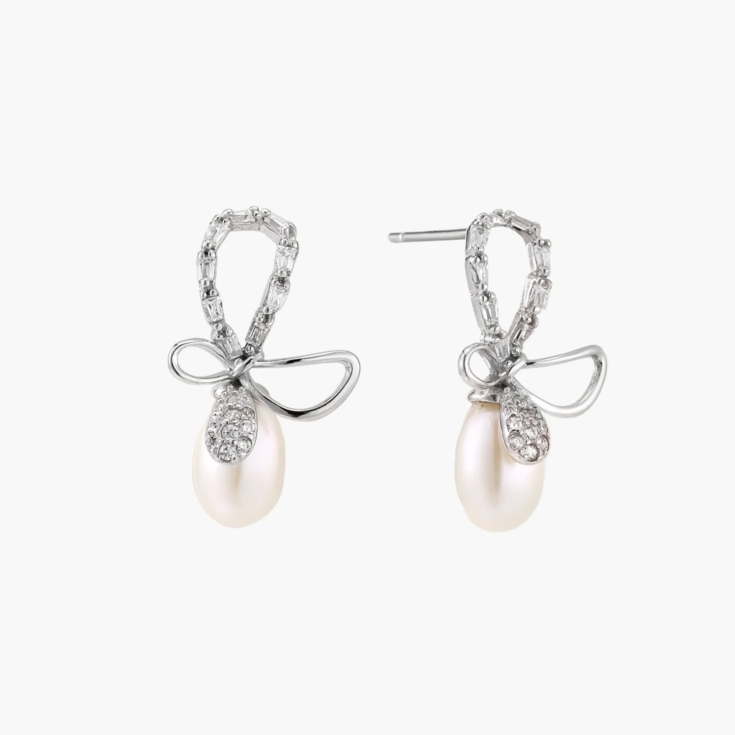 Crystal Bow Pearl Drops