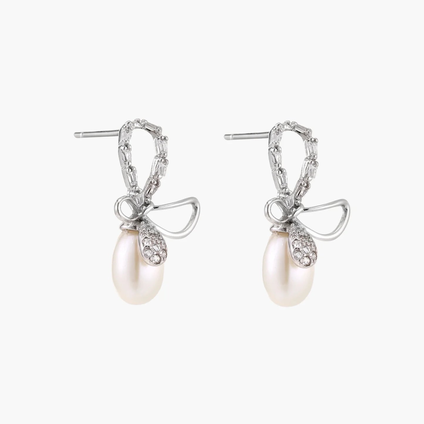Crystal Bow Pearl Drops