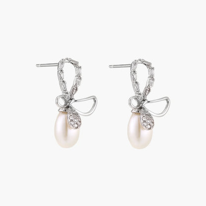 Crystal Bow Pearl Drops