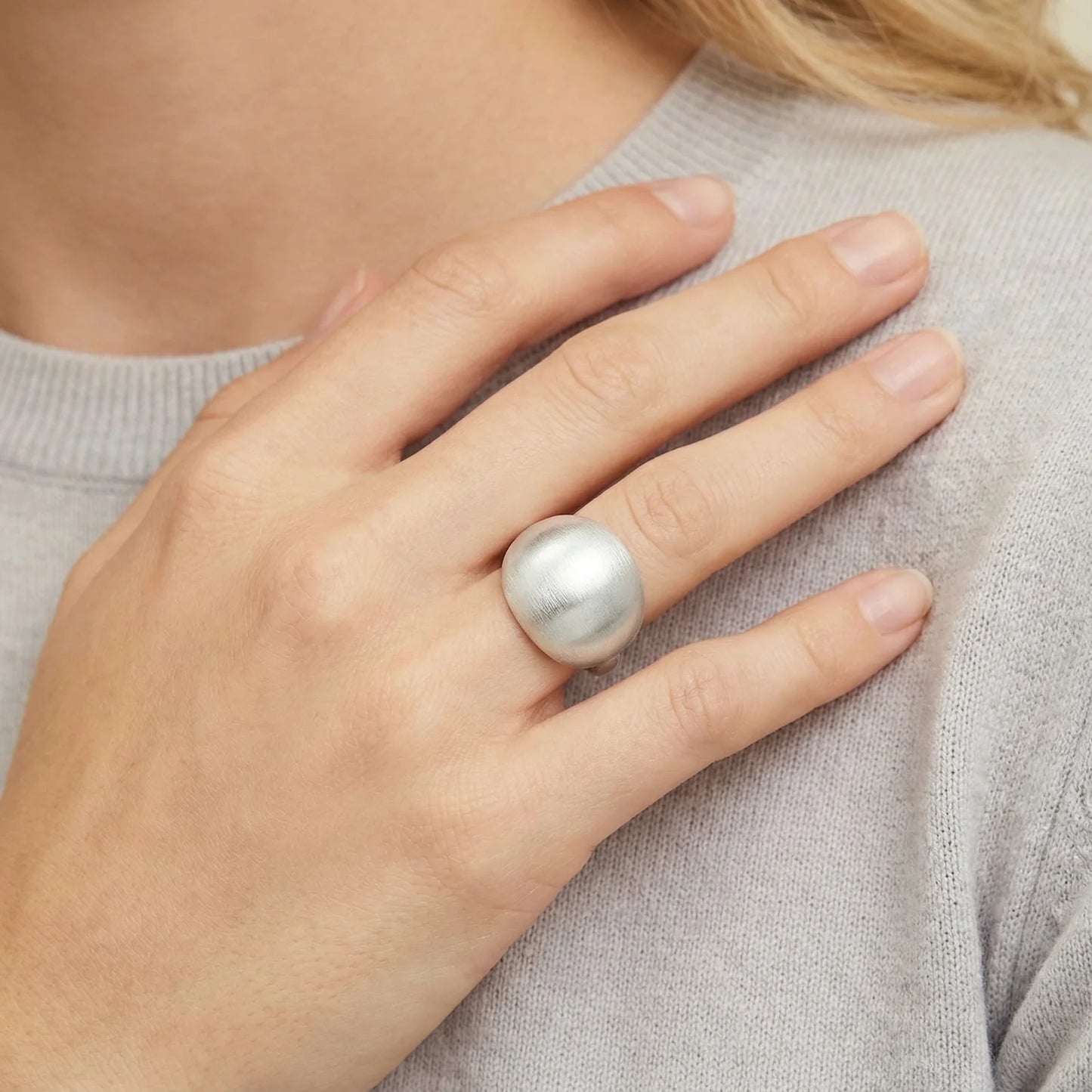 Sculptural 925 Silver Dome Ring