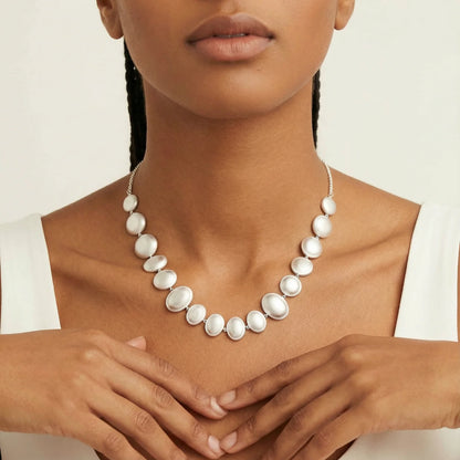 Pearlescent Sterling Silver Bubbles Arc Statement Necklace
