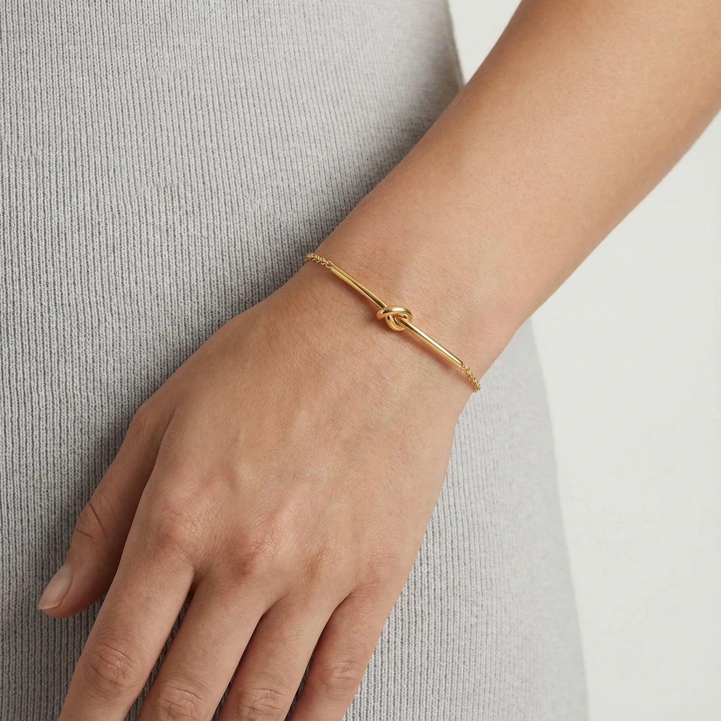 Twisted Knot 18K Gold Plate  Bar Bracelet