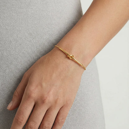 Twisted Knot 18K Gold Plate  Bar Bracelet